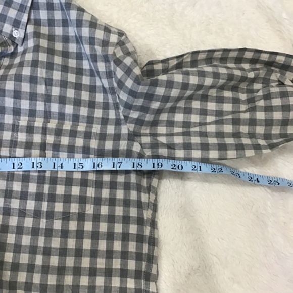 NWT J.Crew Men Size Slim SM Heathered Cotton Front Button Gray Checkered Shirt - Picture 6 of 7